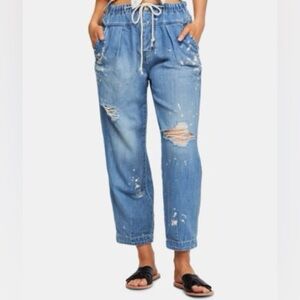Free People Distressed Utility Jeans